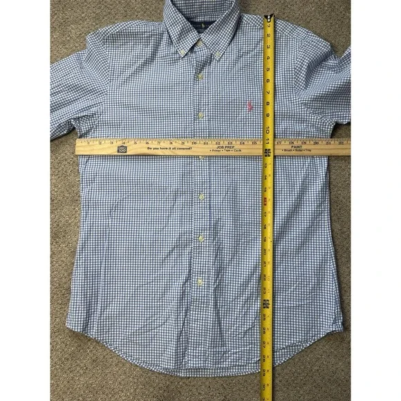 Polo Ralph Lauren Men's Medium Custom Fit Button Down Shirt Gingham Blue White - Picture 6 of 6